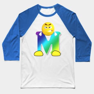 Letter M Alphabet Smiley Monogram Face Emoji Shirt for Men Women Kids Baseball T-Shirt